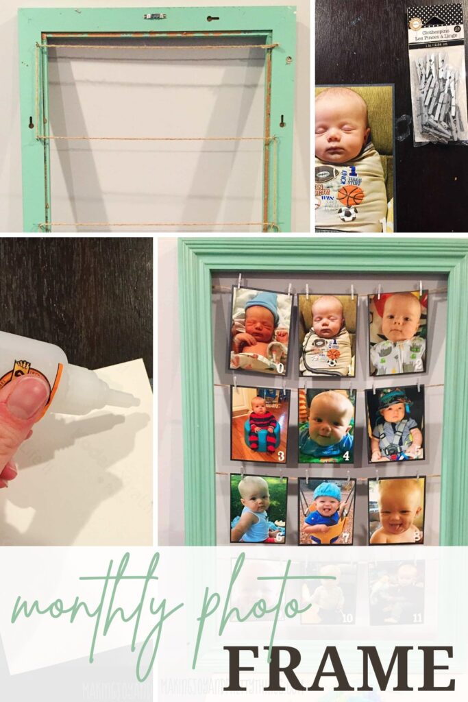 Collage of the photos showing the steps of how to make a monthly photo frame