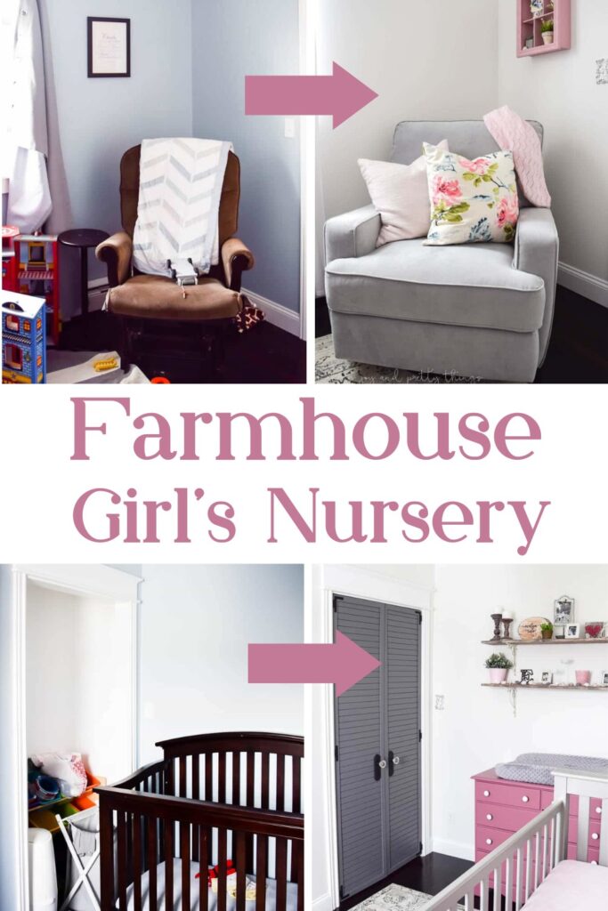 Before and after transformation of a farmhouse girl's nursery ideas