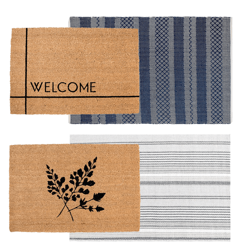 Half Round Door Mat, 17x30 Farmhouse Check Welcome Mat, Fall Doormat  Outdoor, Cute Welcome Mats for Front Door, Outside Porch or Entrance,  Layered